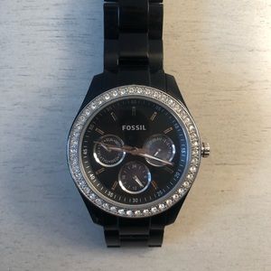 Black Fossil Crystal-Detail Watch